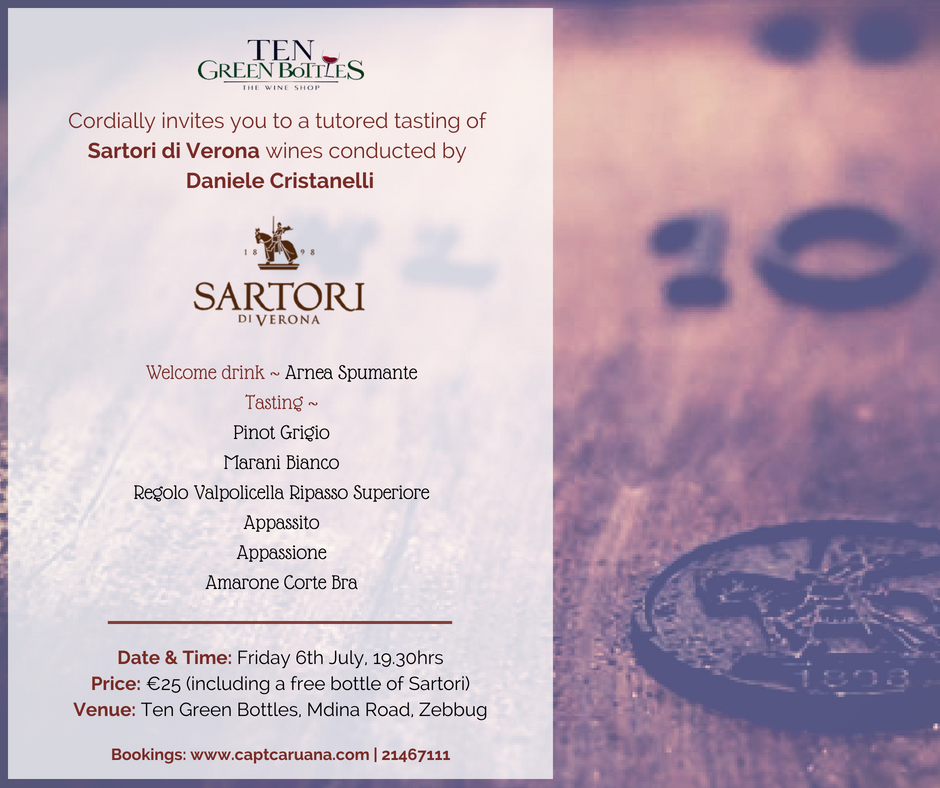 Sartori wine Tasting 6th July